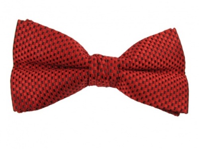 Polyester Pre-Tied Red Bow Tie With Check Pattern - Gents Shop